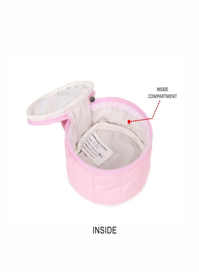 ASTRID Pink Round Pouch with Tassels and Zipper Closure - Image 3