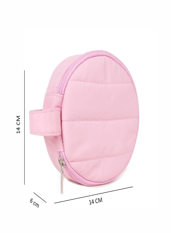 ASTRID Pink Round Pouch with Tassels and Zipper Closure - Image 4