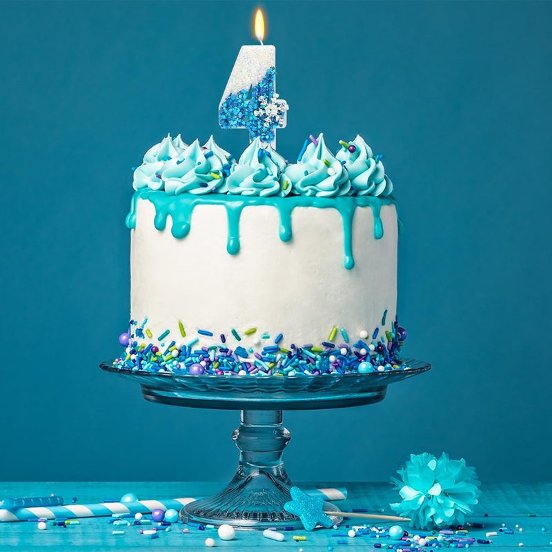 ElekFX Snow Frozen Themed Birthday Candles, 4th Birthday Candle for Party Supplies, Frozen Birthday Party Decor, 2.76 inch Number 4 Cake Topper Decoration (Number 4) - Image 5