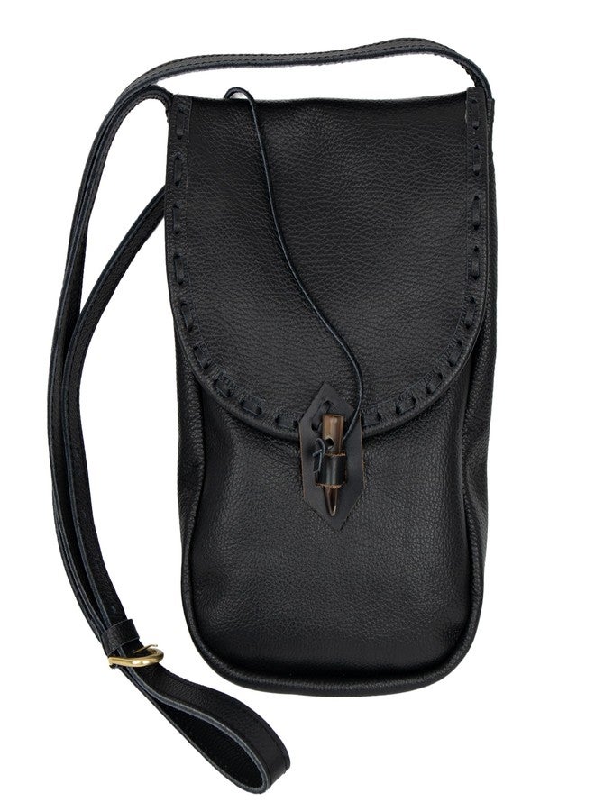 ميثروجان حقيبة كتف جلدية من العصور الوسطى من ميثروجان، حقيبة كروسبودي من عصر النهضة بحزام قابل للتعديل، حقيبة مراسلة عتيقة الطراز من عصر النهضة لأجهزة iPad والتابلت للرجال والنساء - أسود، 11 بوصة × 9 بوصة - Image 1