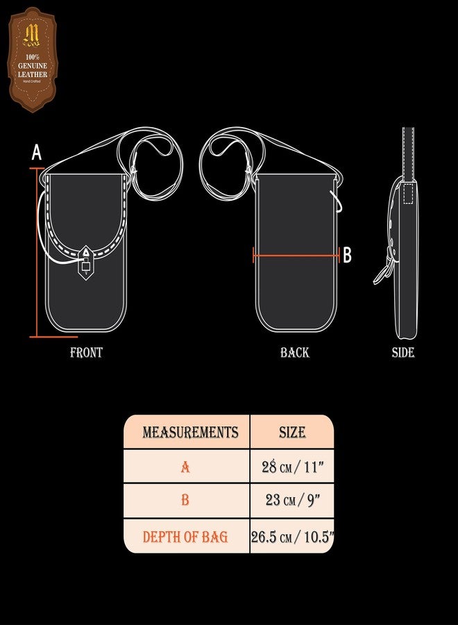 ميثروجان حقيبة كتف جلدية من العصور الوسطى من ميثروجان، حقيبة كروسبودي من عصر النهضة بحزام قابل للتعديل، حقيبة مراسلة عتيقة الطراز من عصر النهضة لأجهزة iPad والتابلت للرجال والنساء - أسود، 11 بوصة × 9 بوصة - Image 2