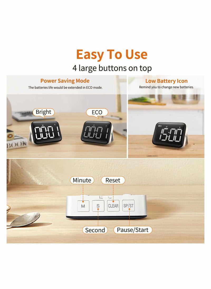 SYOSI - Magnetic LED Digital Electronic Alarm Clock with Constant Light Function 3 Level Volume Quiet Egg for Children and The Elderly Classroom Teacher Kids Chef - Image 1