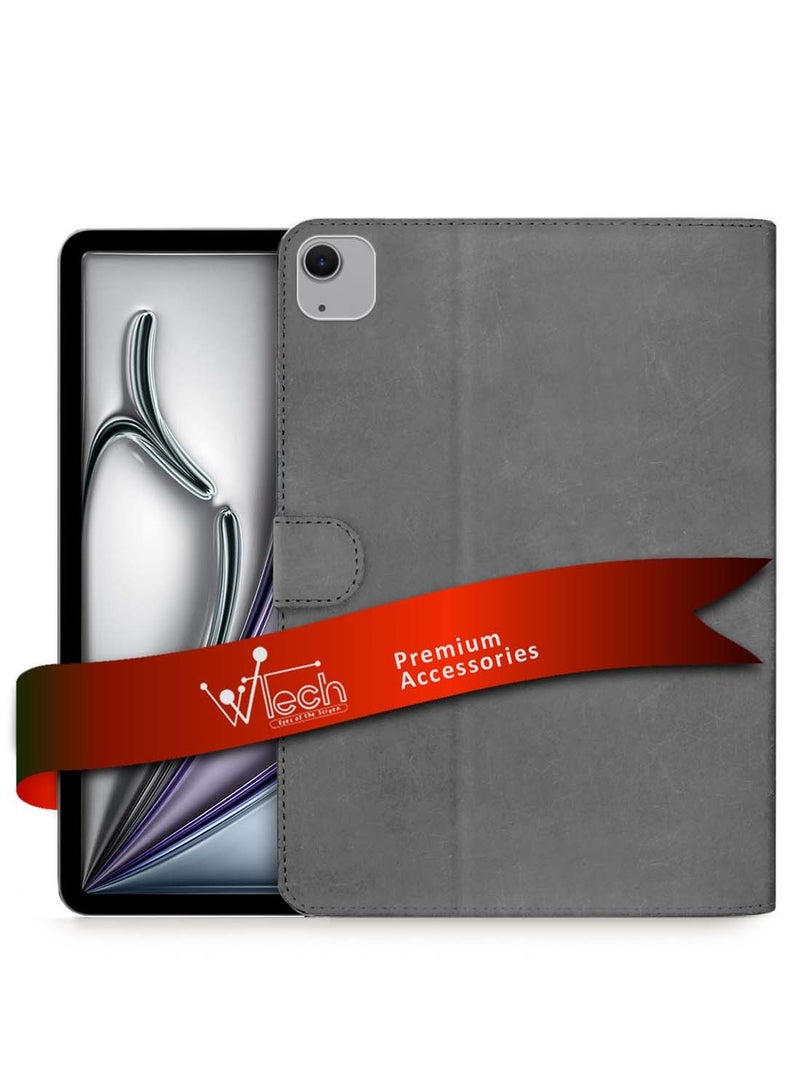 Wtech Apple iPad Air 13 5G 2025 13 inch PU Leather Magnetic Closure Flip Case Cover - Grey - Image 1
