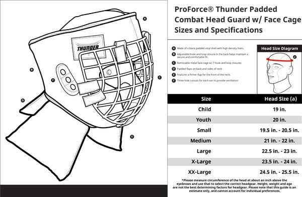 Pro Force ProForce Thunder Padded Combat Head Guard with Face Cage - Large - Image 2