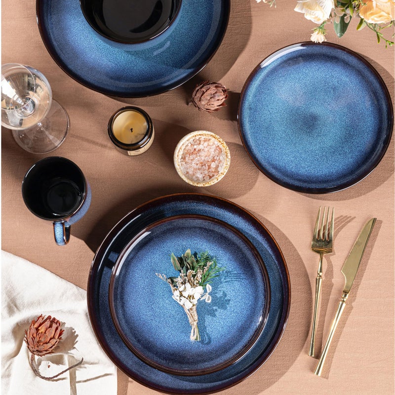 LERATIO Ceramic Dinnerware Sets for 4,16-PieceReactive Glaze Plates and Bowls Set with Mugs,Highly Chip and Crack Resistant | Dishwasher,Microwave & Oven Safe Dishes set-Blue - Image 4