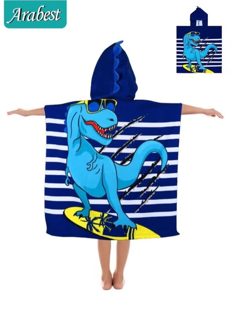 أخبار مناشف شاطئ للأطفال، منشفة حمام للأطفال الصغار، منشفة حمام ديناصور، أغطية سباحة للبنات والأولاد من سن 4 إلى 10 سنوات، مناشف حمام للأطفال، منشفة بونشو خفيفة الوزن وناعمة من الألياف الدقيقة سريعة الجفاف (نظارات شمسية ديناصور) - Image 5