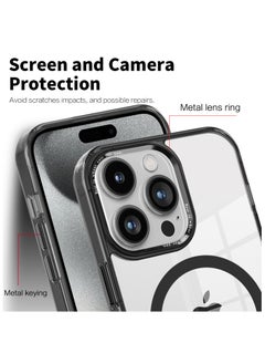 ICARLUS For Apple iPhone 15 Pro Max Case Compatible with MagSafe TPU+PC Anti-Scratch Cover - Black  - Image 3