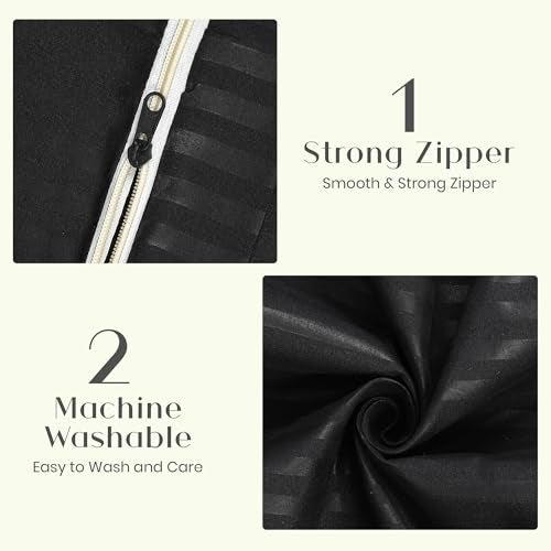 Fresh From Loom 180 Tc Microfiber Premium All Season Comforter Cover – King Size Bed Duvet Cover, Quilt Cover, Blanket Cover with Zipper (Black, Size- 90x100 Inch) - Image 2