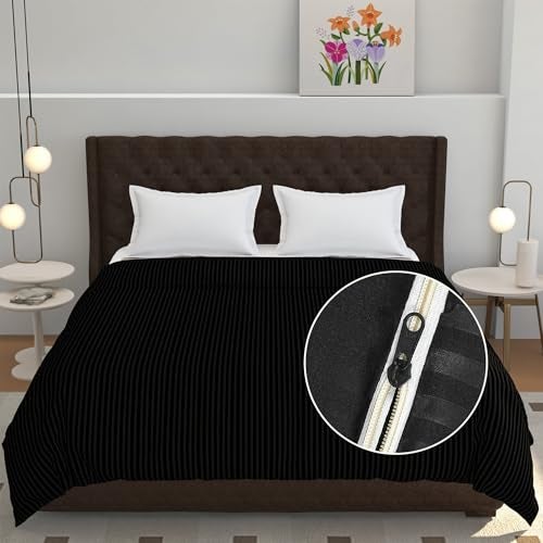 Fresh From Loom 180 Tc Microfiber Premium All Season Comforter Cover – King Size Bed Duvet Cover, Quilt Cover, Blanket Cover with Zipper (Black, Size- 90x100 Inch) - Image 1