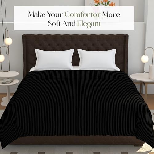 Fresh From Loom 180 Tc Microfiber Premium All Season Comforter Cover – King Size Bed Duvet Cover, Quilt Cover, Blanket Cover with Zipper (Black, Size- 90x100 Inch) - Image 5