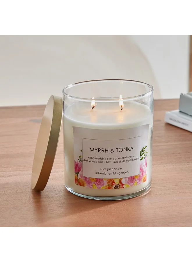 Aure Myrrh and Tonka Blown Jar Candle with Metal Lid 510 g