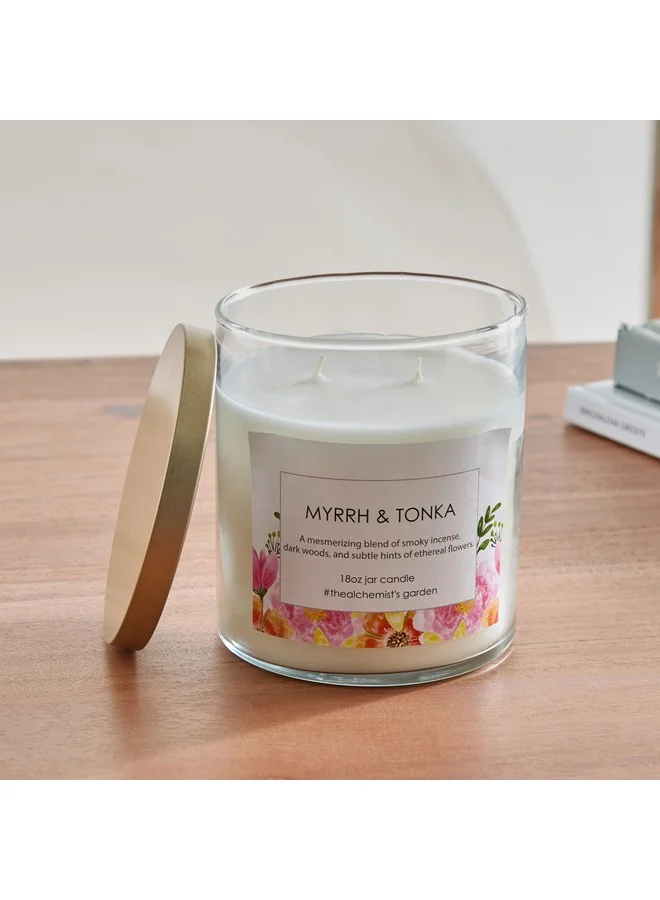 Home Box Aure Myrrh and Tonka Blown Jar Candle with Metal Lid 510 g