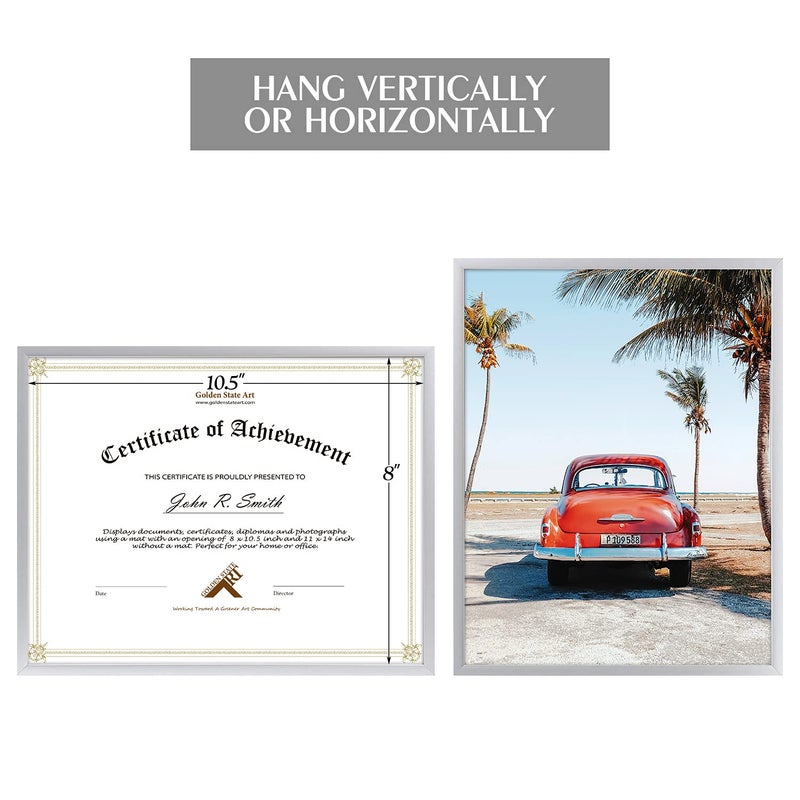 جولدن ستيت آرت Golden State Art 8.5x11 Frame Frame Frame Real Glass Metal Frame لـ 8.5 × 11 بوصة شهادة الدبلوم. مع Stake Stand (Silver 3Pack) - Image 5