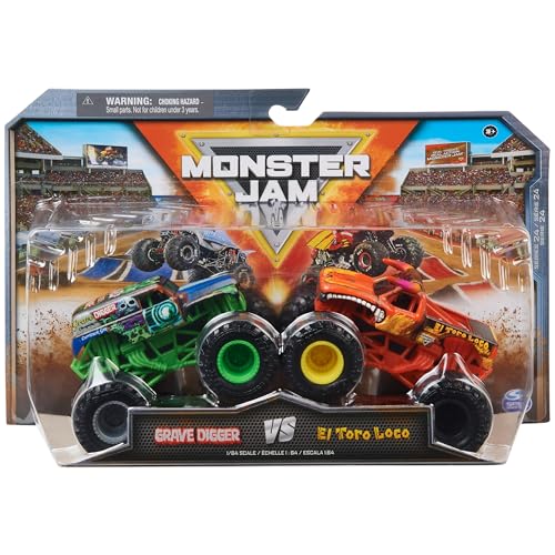 Monster Jam, Official Grave Digger Vs. El Toro Loco Die-Cast Monster Trucks, 1:64 Scale, Kids Toys for Boys Ages 3 and up - Image 1