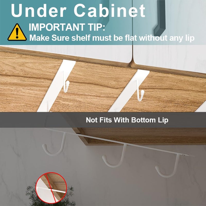 ECROCY Coffee Mug Holder Under Cabinet, 3pcs Coffee Cup Holder Only Fits Flat Shelf Without Any Lip, Clip-On Mug Hooks No Drilling Free Damage - Image 4