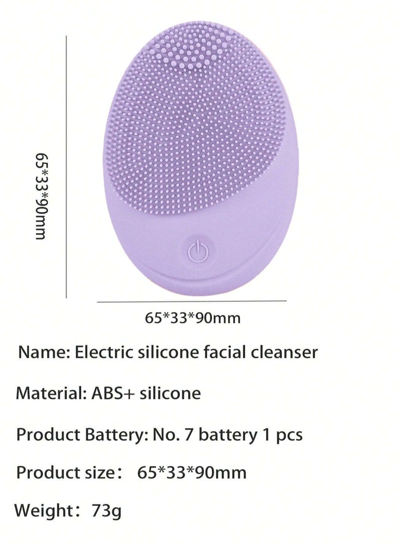 Loquat Electric Sonic Facial Cleansing Brush, Makeup Remover, Soft Silicone Waterproof Facial Cleanser for Skin Exfoliation, Deep Cleansing (Purple) - Image 2