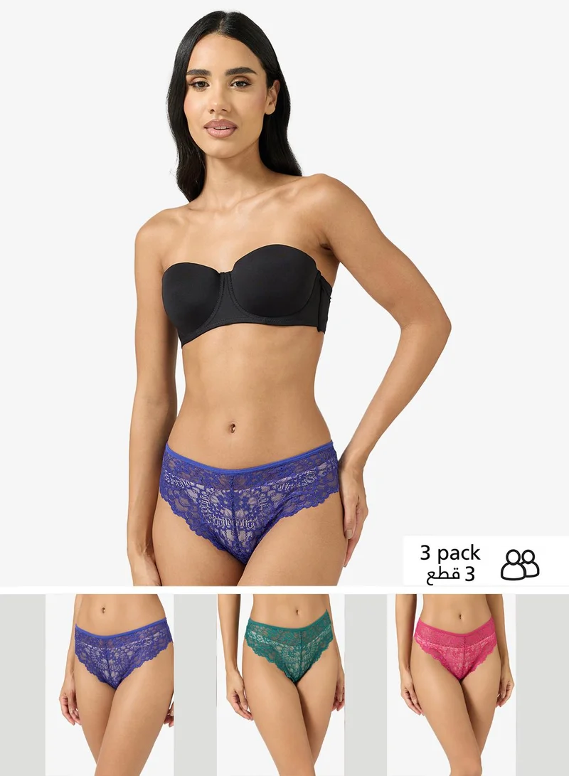 ELLA 3 Pack Cheeky Lace Brief