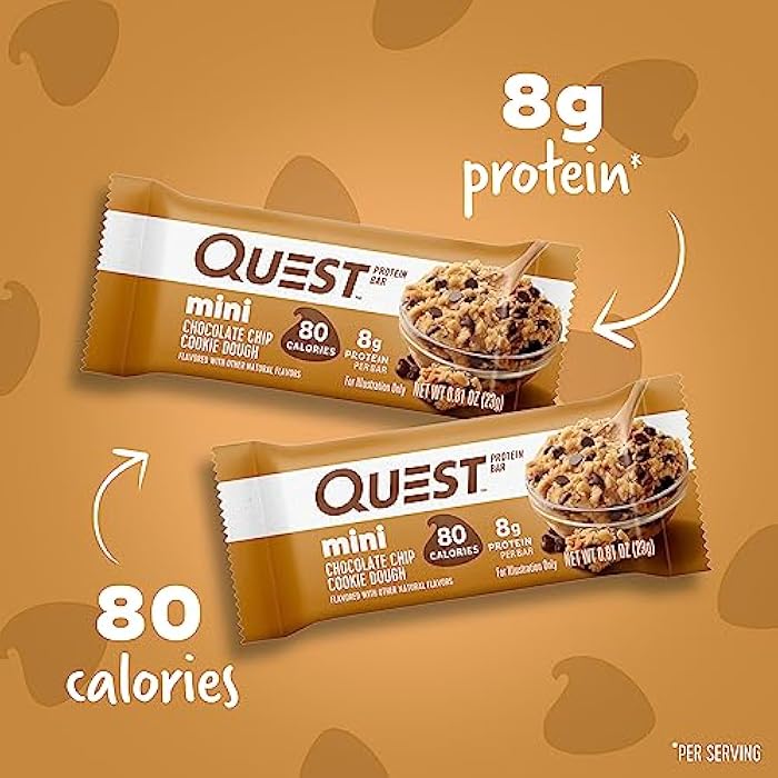 Quest Nutrition Mini Chocolate Chip Cookie Dough Protein Bars, 8g Protein, 1g Sugar, 2g Net Carbs, Gluten Free, 14 Count - Image 2