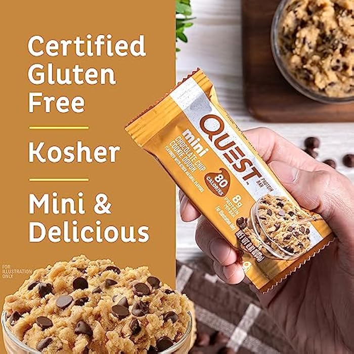 Quest Nutrition Mini Chocolate Chip Cookie Dough Protein Bars, 8g Protein, 1g Sugar, 2g Net Carbs, Gluten Free, 14 Count - Image 3