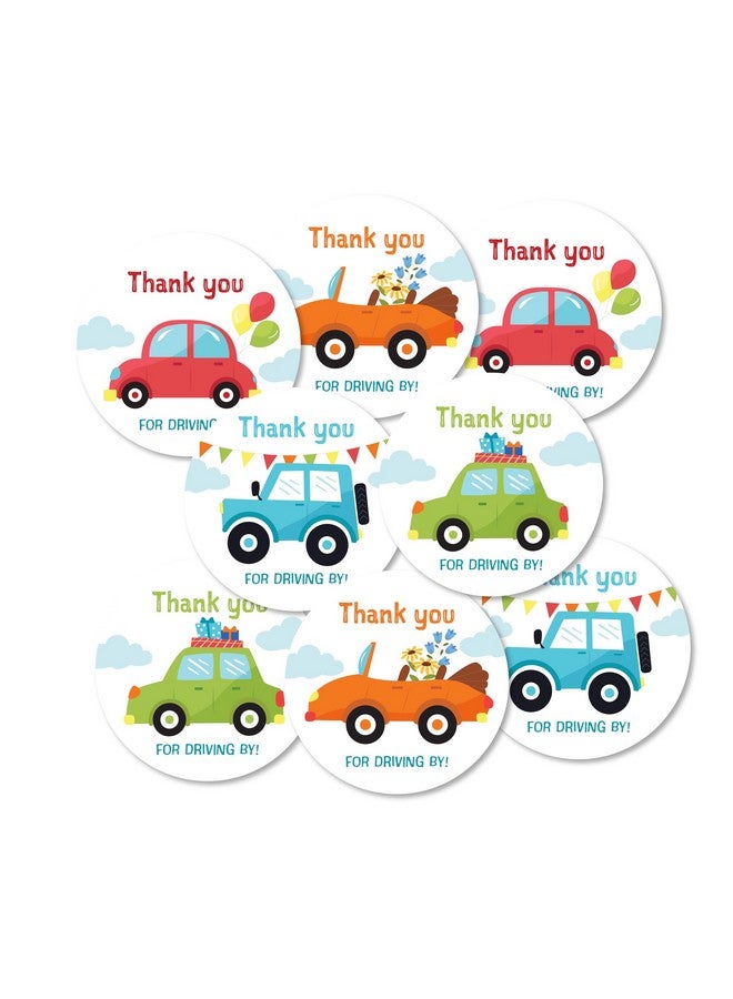 weRevel Car Themed Thank You for Driving by Party Stickers, 40 Count, 2 Inches, Round, 4 Unique Designs