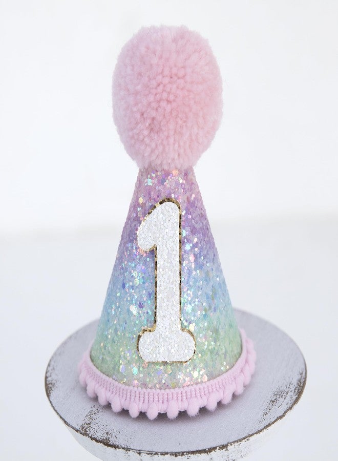 Ereniko Pastel Hats 1 Princess Cone Hat Happy Birthday Sparking First Birthday Hat Girl Mermaid Theme Party Decorations for 1 Year Old Baby - Image 3