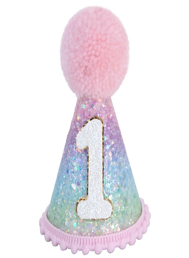 Ereniko Pastel Hats 1 Princess Cone Hat Happy Birthday Sparking First Birthday Hat Girl Mermaid Theme Party Decorations for 1 Year Old Baby - Image 2