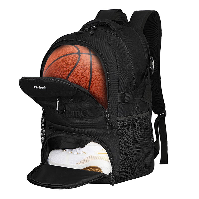 Goloni Soccer Backpack for Men and WomenSports Bag with Ball CompartmentGym Backpack with Shoe CompartmentSuitable for BasketballVolleyballLarge Capacity Ball Equipment Youth Basketball StuffBlack - Image 2