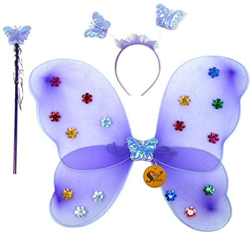Sage Square Fairy Butterfly Costume Wings for Baby Girl (Purple) - Image 1