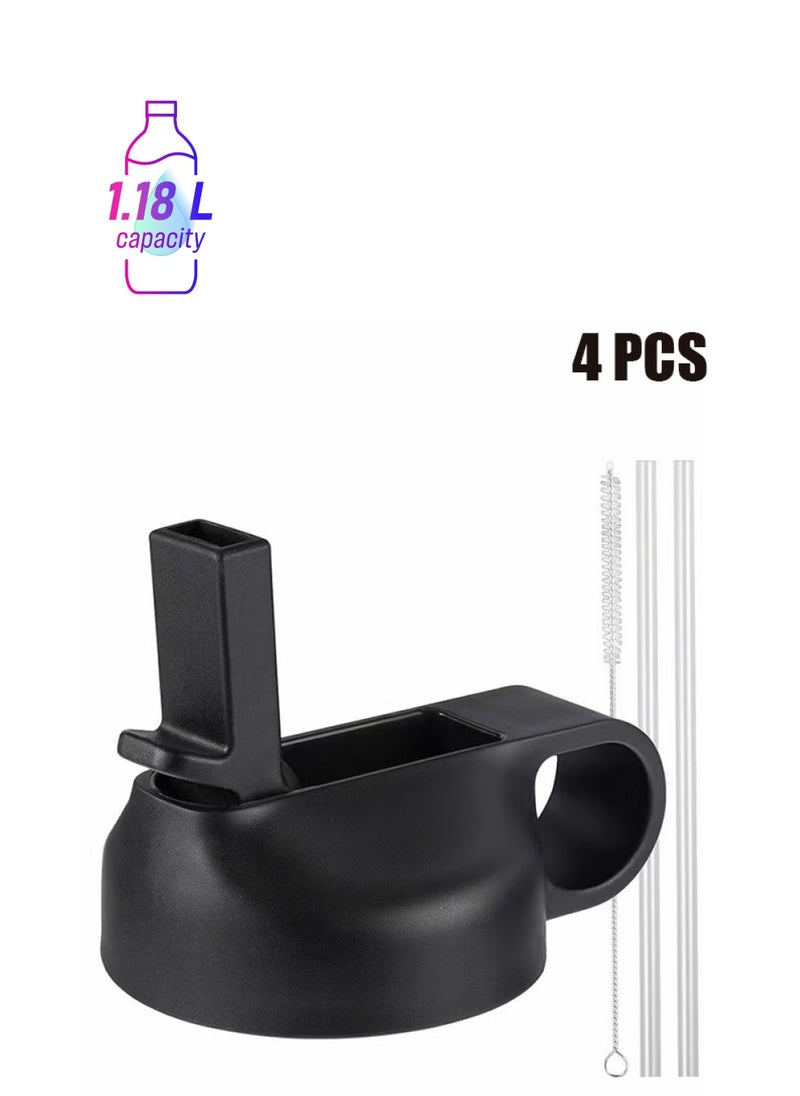 HY Lid Suitable For Hydro Flask,Straw Cap Wide-Mouth Water Bottle 18 32 40 Ounces (About 1.18 Liters) Wide Mouth, Straw Top Cap Replacement Cap (With 2 Straws And 1 Brush)  - Image 1