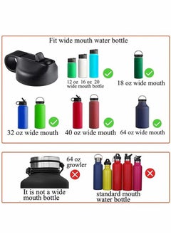 HY Lid Suitable For Hydro Flask,Straw Cap Wide-Mouth Water Bottle 18 32 40 Ounces (About 1.18 Liters) Wide Mouth, Straw Top Cap Replacement Cap (With 2 Straws And 1 Brush)  - Image 3