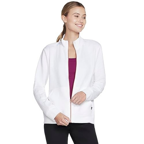 SKECHERS جاكيت هودي بدون غطاء للنساء من سكيشرز، أبيض، M - Image 1
