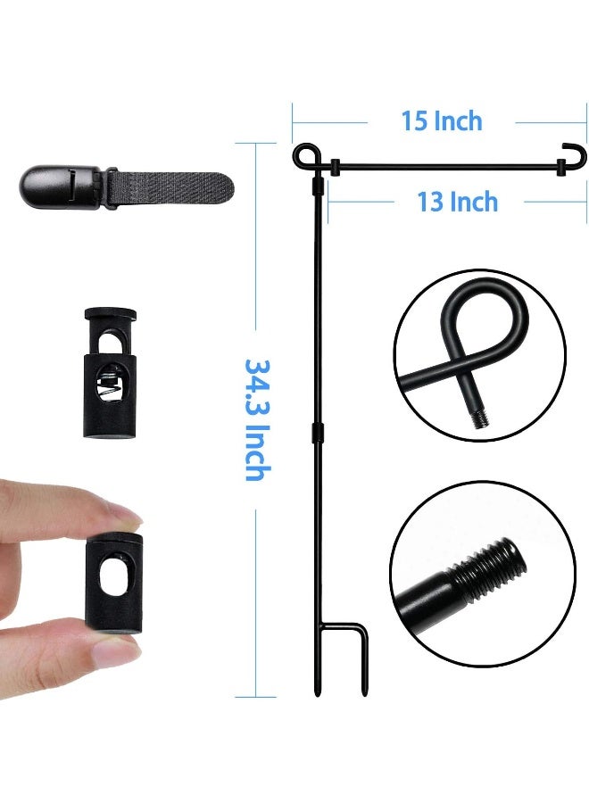 Generic Hoosun Garden Flag Stand, Premium Garden Flag Pole Holder Metal Powder-Coated Weather-Proof Paint With One Tiger Anti-Wind Clip And Two Anti-Wind Spring Stoppers Without Flag  - Image 3