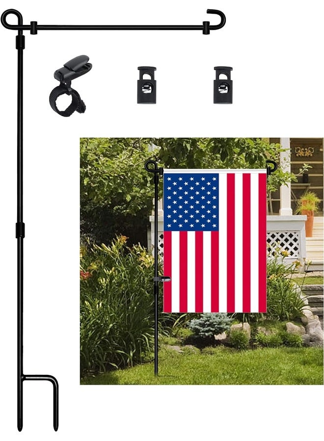Generic Hoosun Garden Flag Stand, Premium Garden Flag Pole Holder Metal Powder-Coated Weather-Proof Paint With One Tiger Anti-Wind Clip And Two Anti-Wind Spring Stoppers Without Flag  - Image 2