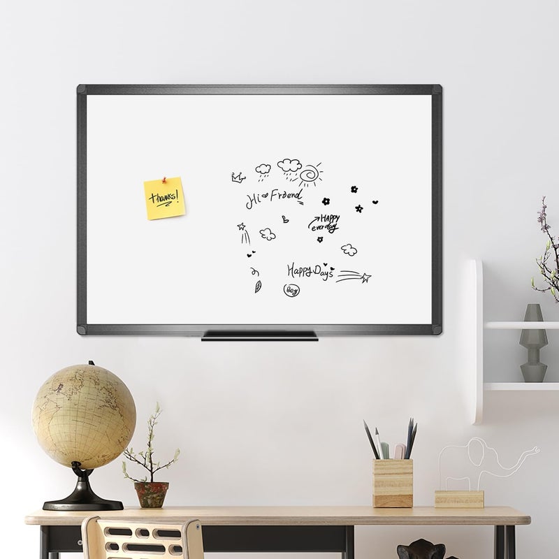 VIZ-PRO Magnetic Dry Erase White Board, 36 X 24 Inches, Black Aluminium Frame - Image 5