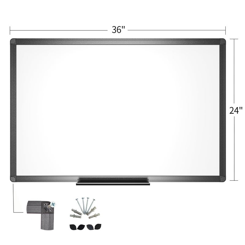 VIZ-PRO Magnetic Dry Erase White Board, 36 X 24 Inches, Black Aluminium Frame - Image 3