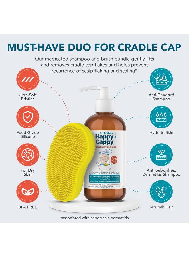 Happy Cappy Happy Cappy Medicated Shampoo and Body Wash and Beanie Brush Bundle - Baby Dandruff Shampoo, Helps Cradle Cap and Seborrheic Dermatitis, Fragrance-Free, Gentle Baby Scalp Scrubber - 2 Pieces  - Image 1
