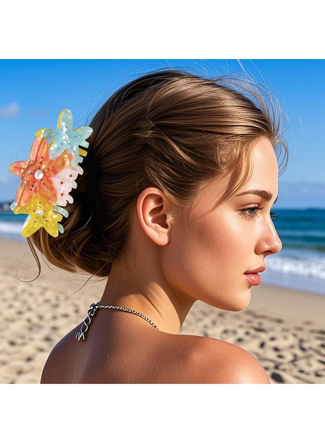 BVGA Sea Animal Hair Claw Clips Marine Life Starfish Pearl Crystal Claw Clips Cute Large Acrylic Claw Hair Clips Barrettes Beach Stylish Hair Accessories Gifts for Women Girls - Image 2