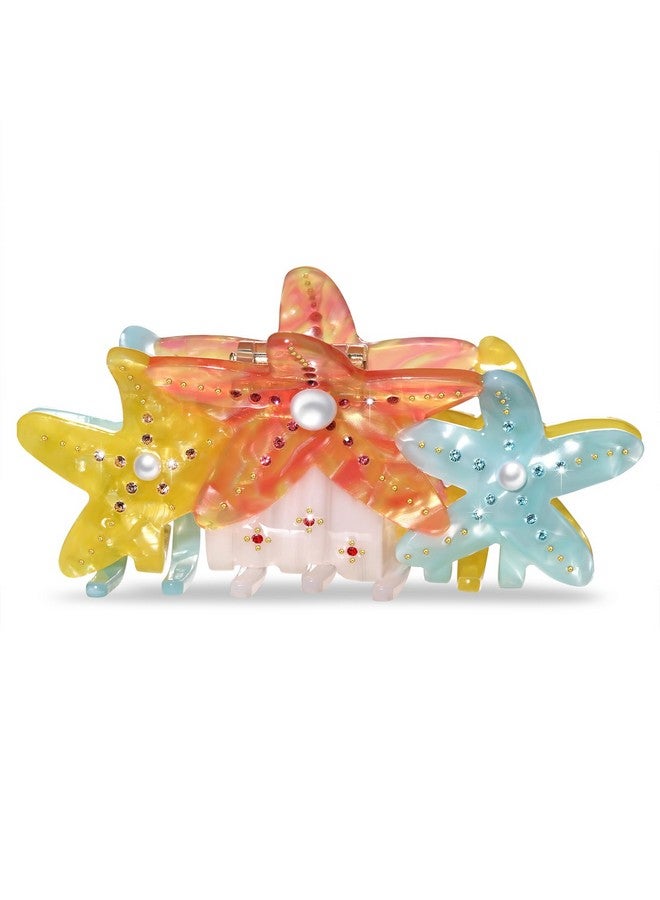 BVGA Sea Animal Hair Claw Clips Marine Life Starfish Pearl Crystal Claw Clips Cute Large Acrylic Claw Hair Clips Barrettes Beach Stylish Hair Accessories Gifts for Women Girls - Image 1