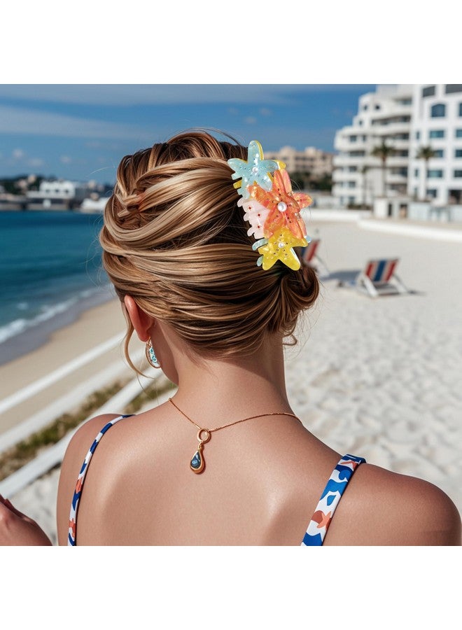 BVGA Sea Animal Hair Claw Clips Marine Life Starfish Pearl Crystal Claw Clips Cute Large Acrylic Claw Hair Clips Barrettes Beach Stylish Hair Accessories Gifts for Women Girls - Image 4