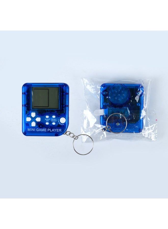 Mini Portable Game Console Toy Electronic Blocks Retro Classic Gift Keychain Toy Handheld Video Game Player Key Ring-Color:Transparent Series Blue  - Image 1