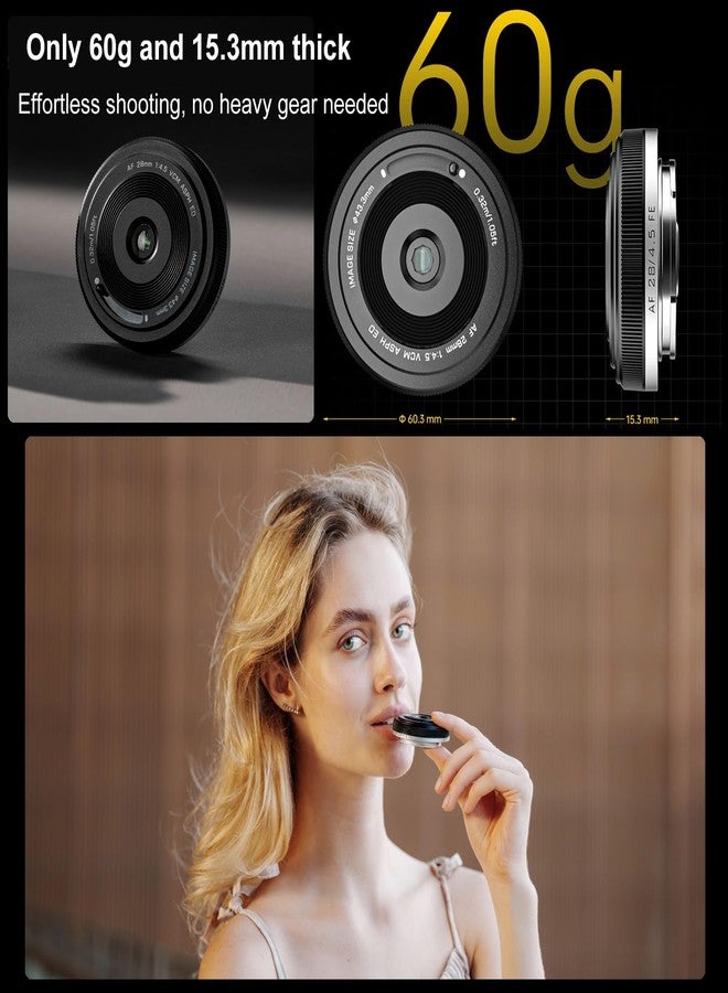 VILTROX 28mm F4.5 FE Pancake Full Frame Auto Focus Wide Angle Prime Lens For Sony E-Mount Cameras A7II A7SIII A7II A7RIII A7IV A7RIV A9 A1 FX3 A7RV ZVE1 A7CR A7CII A93 A6700 A6600 ZV-EV 10 FX3 0 - Image 4