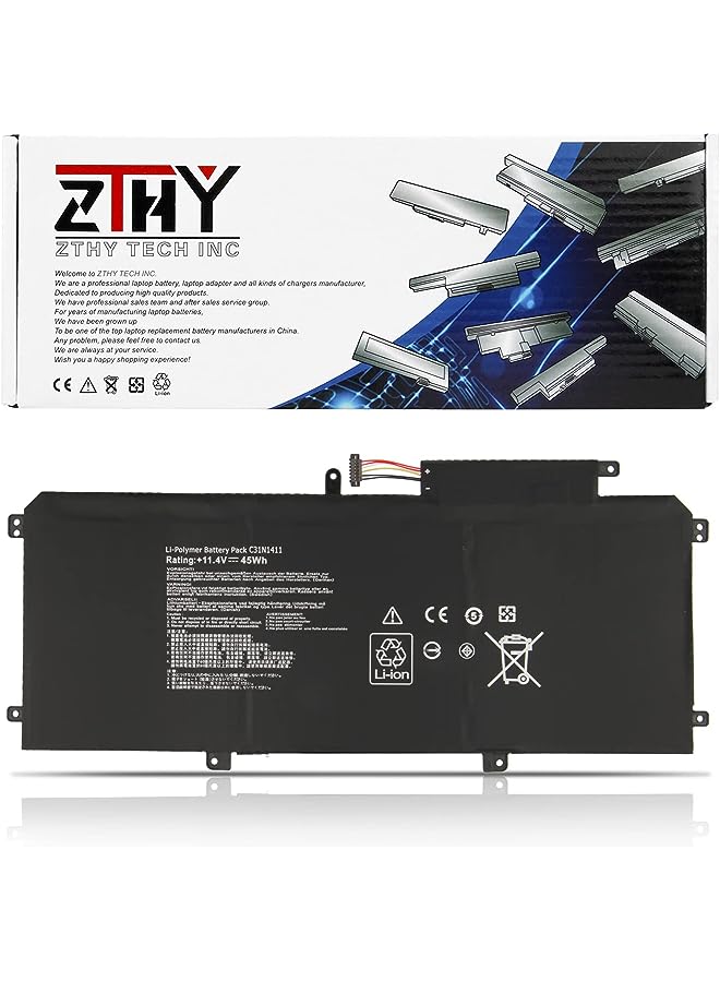 ZTHY 11.4V 45Wh C31N1411 Laptop Battery Replacement For Asus Zenbook Ux305 Ux305F Ux305Fa Ux305C Ux305Ca U305 U305F U305Fa U305Ua U305Ca U305La Series Notebook 0B200-01180000 - Image 1