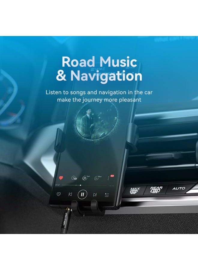 VENTION Cotton Braided 3.5mm Male to Male Audio Cable 0.5M Black Aluminum Alloy Type Model # BAWBD - Image 5