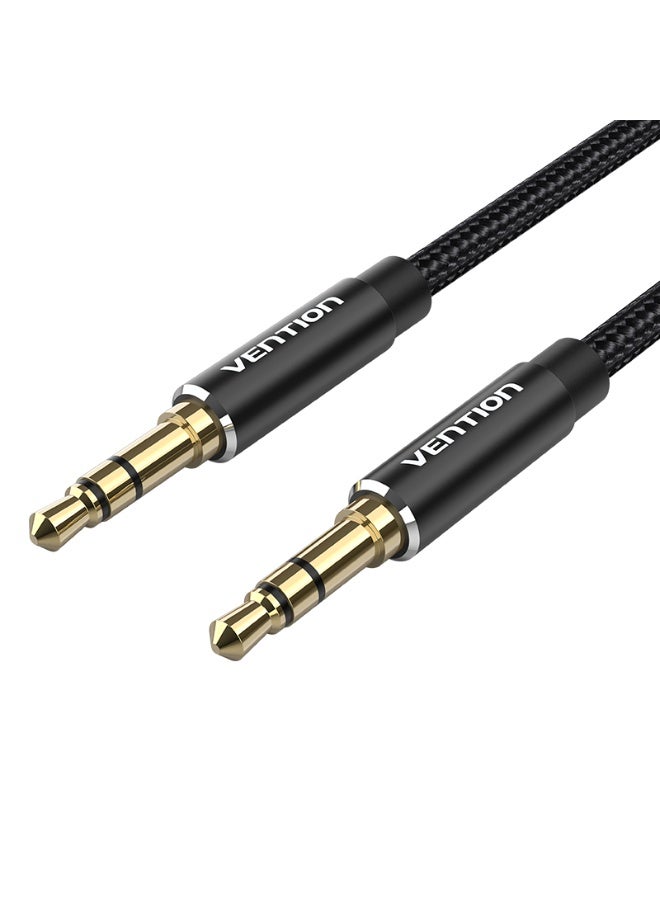VENTION Cotton Braided 3.5mm Male to Male Audio Cable 0.5M Black Aluminum Alloy Type Model # BAWBD - Image 1