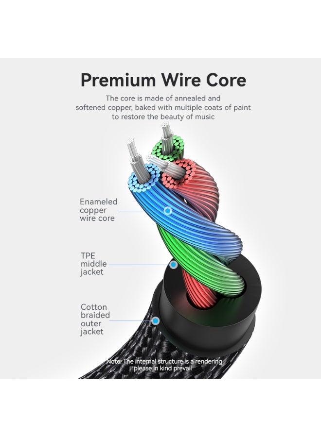 VENTION Cotton Braided 3.5mm Male to Male Audio Cable 0.5M Black Aluminum Alloy Type Model # BAWBD - Image 4