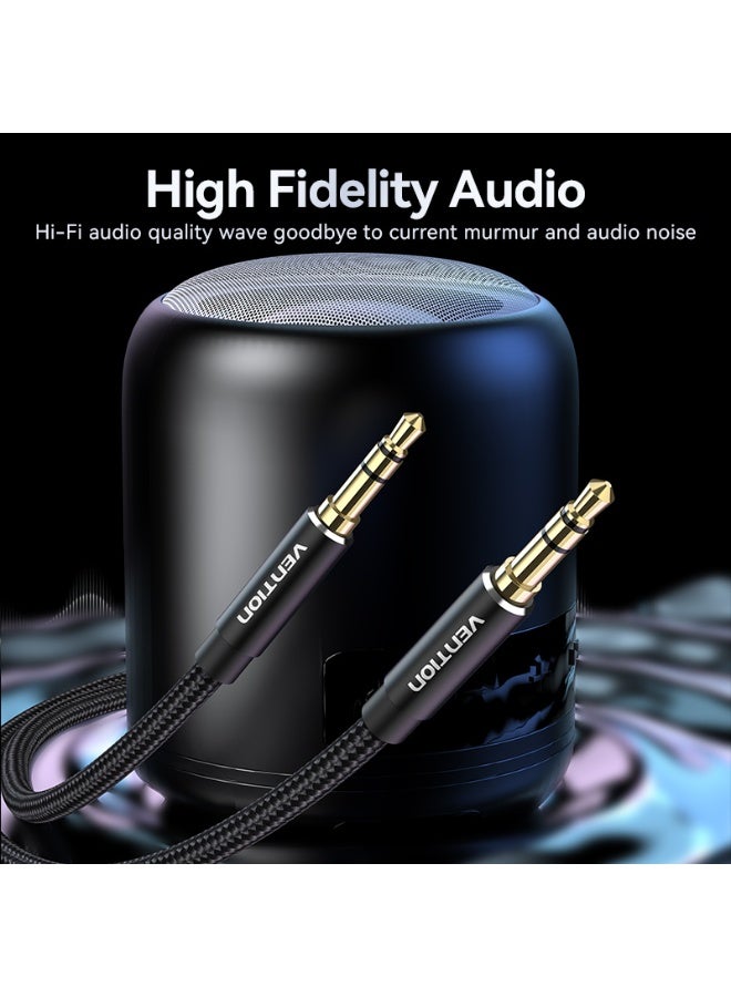 VENTION Cotton Braided 3.5mm Male to Male Audio Cable 0.5M Black Aluminum Alloy Type Model # BAWBD - Image 3
