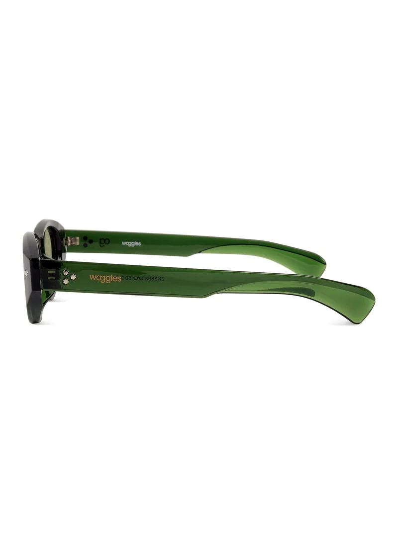 Woggles Designer Green Oval Sunglasses| Men &amp; Women| 100% Uv Protection