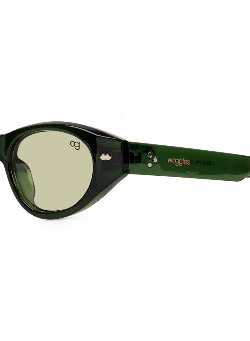 Woggles Designer Green Oval Sunglasses| Men &amp; Women| 100% Uv Protection