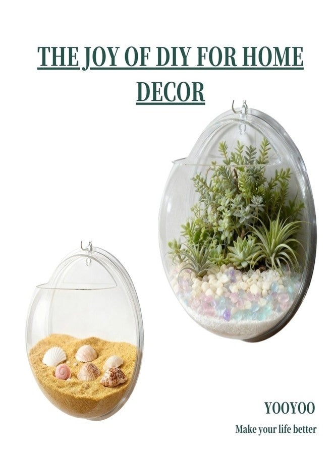 YOOYOO Creative Acrylic Hanging Wall Mounted Fish Tank, Hanging Bowl for Water Plants, Wall Fish Bubble Tank, Hydroponic Air Plant Flower Pot, Mini Aquarium Planter, Home Decor, Fake Plants Nail Stone Etc - Image 3