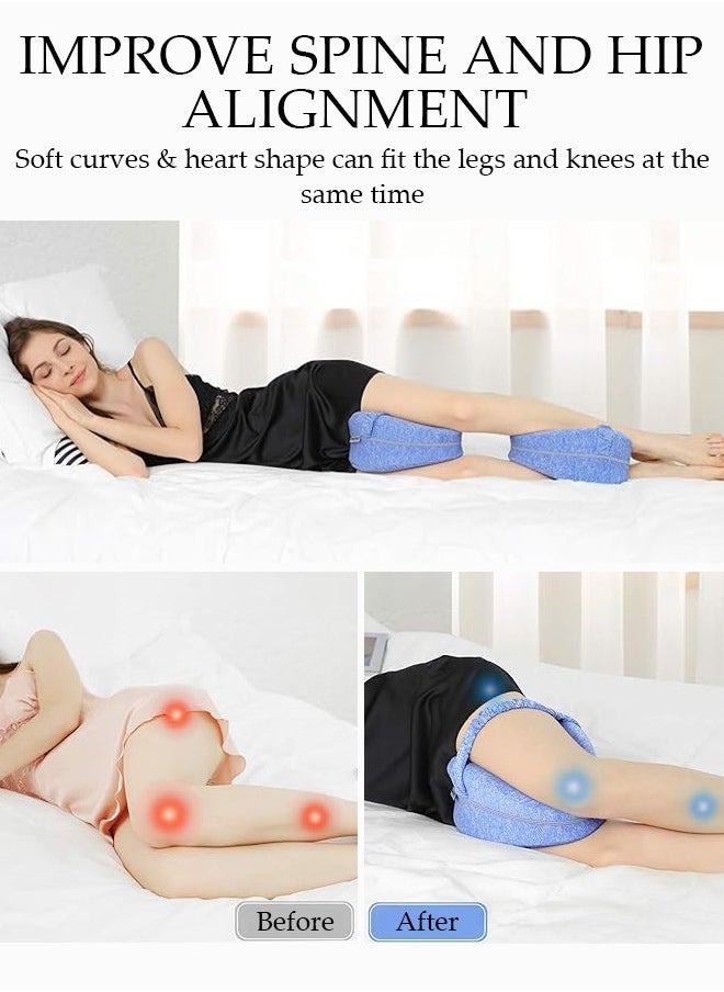 DUNISO - Leg Pillow Ergonomic Side Sleeping Pillows Memory Foam Knee Pillow with Strap for Side Sleeper Leg Support Cushion with Removable and Washable Cover - Image 1